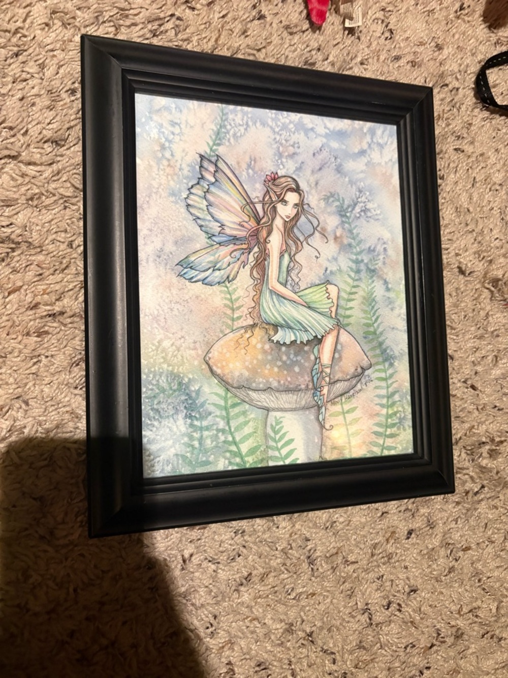 Molly Harrison Framed Fairy Water Color Painting Fantasy  Genre Fairy Theme 2006